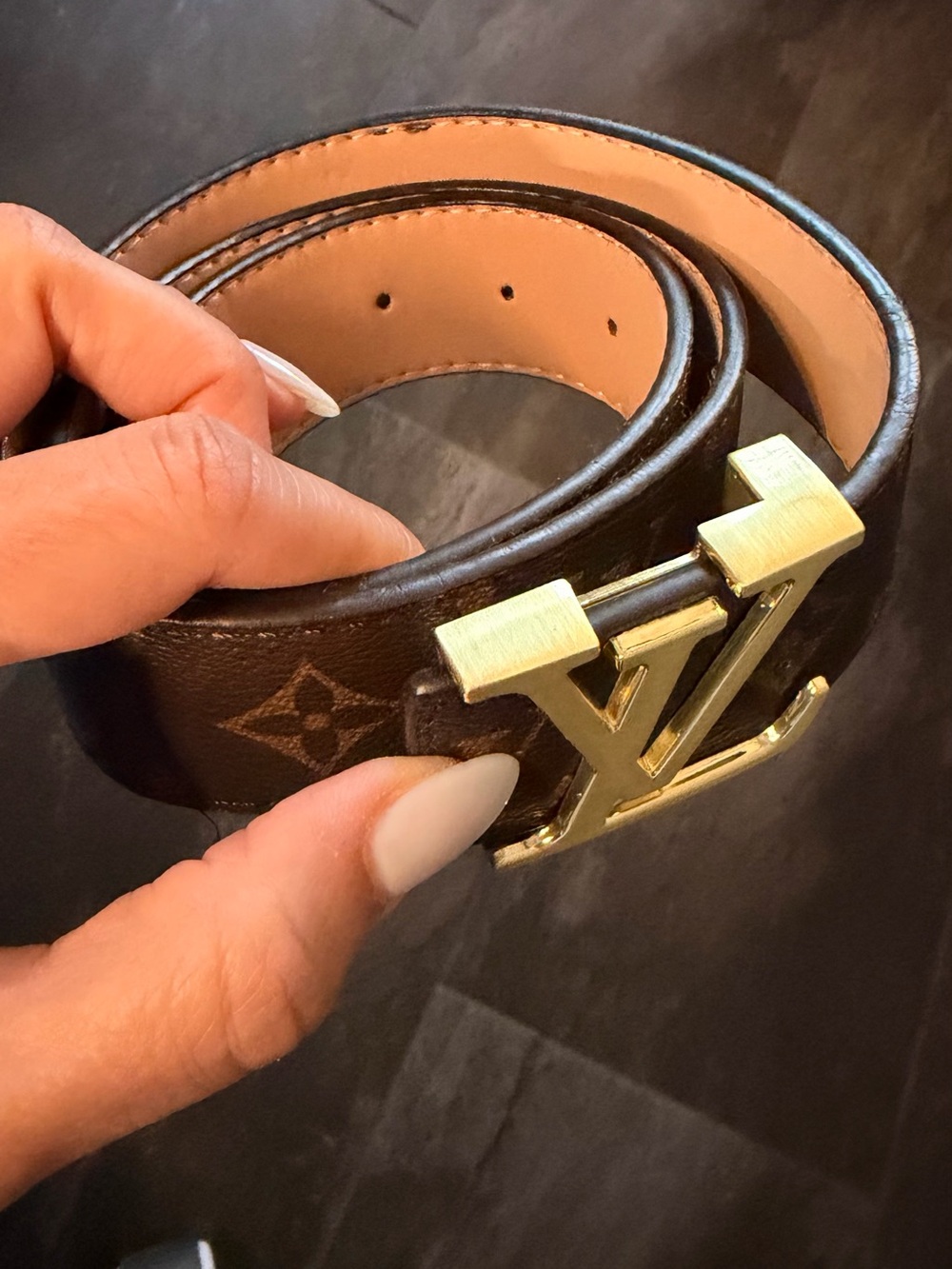 Louis Vuitton Monogram Canvas Belt with Gold LV Buckle - Picture 2 of 5